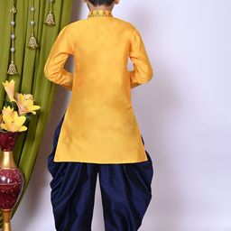 NFC CREATION Boys Embroidered Regular Thread Work Dupion Silk Kurta with Patiala image 4