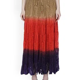USHA ENTERPRISES Pure Cotton Crochet Flared Maxi Skirt-picture-16