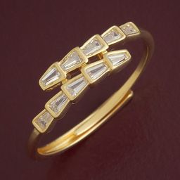 Kushal's Fashion Jewellery 92.5 Silver Gold-Plated CZ Studded Temple Finger Ring-32