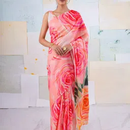 ASISA Floral Printed Satin Saree-picture-37