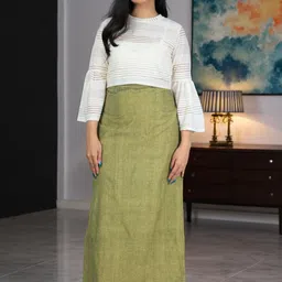 PRETANSHAH Pure Cotton A-Line Maxi Skirt-image-59