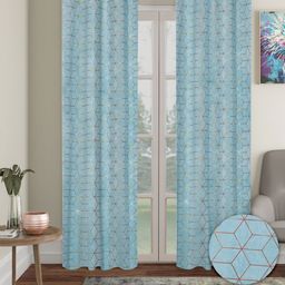 Myntra Elegant Homes Blue & Red Set of 2 Geometric Long Door Curtain-18