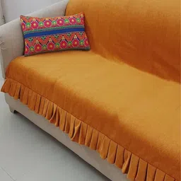 THROWPILLOW Orange Solid Polyester 1 Piece Sofa Cover-19