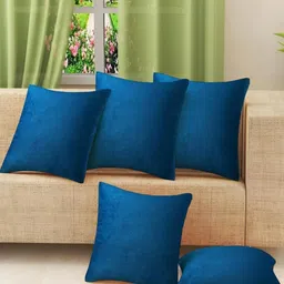 IVAZA Blue Set of 5 Velvet Square Cushion Covers-17