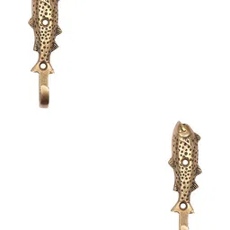 IndianShelf Gold Toned 2 Piece Brass Fish Wall Hangers Key Hooks-4