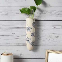 VarEesha Off White & Blue Printed Wall Hanging Planter-image-24