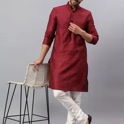Latest Chikan Garments Men Embellished Pastels Jacquard Kurta-picture-42