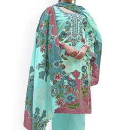 DRAVINAM Trends Floral Embroidered Thread Work Pure Cotton Unstitched Dress Material-picture-26