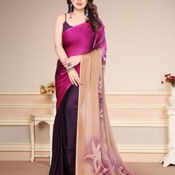 MAGNEITTA Floral Pure Chiffon Half and Half Saree-image-84