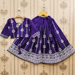 BAESD Girls Embroidered Thread Work Foil Print Ready to Wear Lehenga &-picture-11