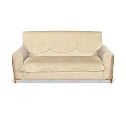RADECOR Beige Solid Velvet 1 Piece Sofa Cover Without Arms-image-94