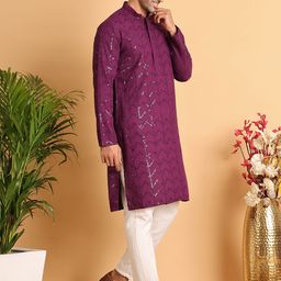 Jompers Men Ethnic Motifs Embroidered Regular Sequinned Kurta with Pyjamas-7