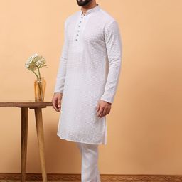 TREEMODA Men Ethnic Motifs Embroidered Regular Thread Work Kurta with Pyjamas image 2