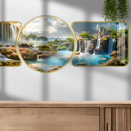 Aura Blue & Green 1 Piece Wood Abstract Wall Paintings-picture-24