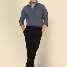 Moda Rapido Men Standard Fit Spread Collar Solid Cotton Formal Shirt-image-90