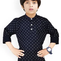 MADE IN THE SHADE Boys Geometric Printed Mandarin Collar Pure Cotton Short Kurta-image-75