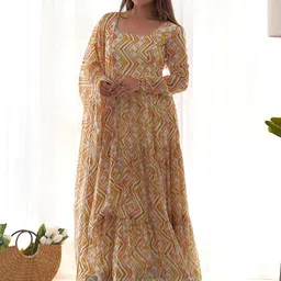 all about you Women Ethnic Motifs Printed Regular Kurta with Trousers & With Dupatta-image-97