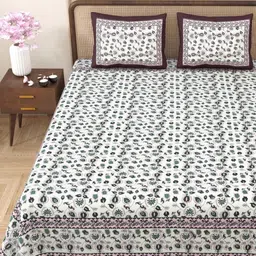 Myntra Elegant Homes Red & Pink Floral Cotton 180TC Double King Bedsheet Set-2.75mx2.25m-picture-16