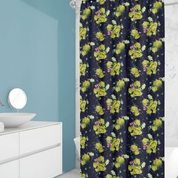 ArtzFolio Navy Blue & Green Printed Waterproof Shower Curtain-image-52