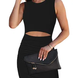 ADV FASHION WEAR Solid Cut-Outs Detail Ruched Bodycon Mini Dress-picture-49