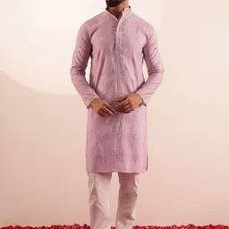 SOJANYA Ethnic Motifs Embroidered Mandarin Collar Mirror Work Kurta With Pyjamas-image-32