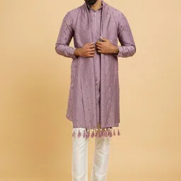 Twamev Men Embroidered Regular Sequinned Kurta with Trousers-39