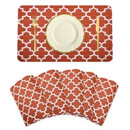 Kuber Industries Set Of 6 Red Hexagon-Design Table Placemat-29