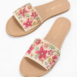Forever Glam by Pantaloons Embellished Open Toe Flats-13
