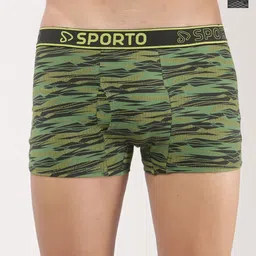 SPORTO Pack Of 2 Printed Pure Cotton Trunks - SP-TR-M1021-BLK-OLI-XL-2P-RE-picture-13