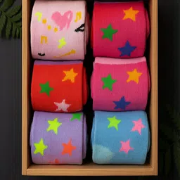 Cortica Kids Pack Of 6 Multi Colored Cotton Lycra Socks-picture-1