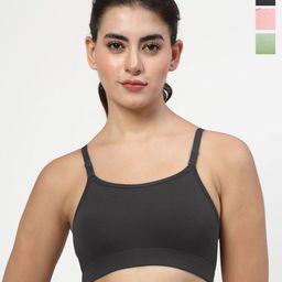 LILY stropsazil Women Pack Of 3 Solid Full Coverage Non Padded Non Wired Workout Bra-22