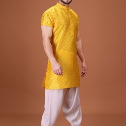 SHIWAM ETHNIX Men Geometric Printed Kurta with Salwar image 4