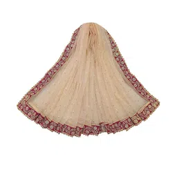 Navti Creations Women Beige & Pink Ethnic Motifs Embroidered Dupatta-picture-20
