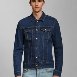 Louis Philippe Men Solid Pure Cotton Denim Jacket-25