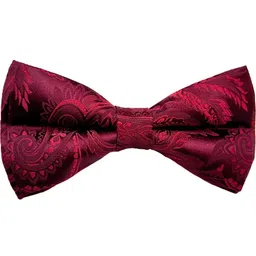 VOICI Burgundy Microfiber Woven Design Bow Tie-image-75