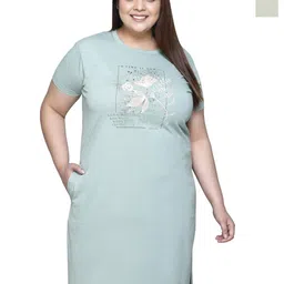 IN Love Pack of 2 Women Plus Size Front Printed Cotton Nighty Chemise-picture-27