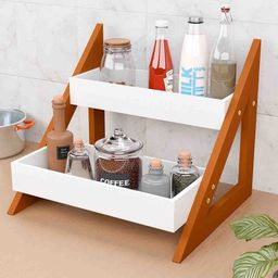 Kuber Industries White & Brown 2-Tier Wooden Multi-Utility Organisers-picture-17