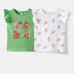 Nauti Nati Girls Pack of 2 Single Jersey Cotton Printed Tops-56