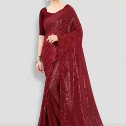 KALINI Embellished Sequinned Poly Georgette Saree-picture-6