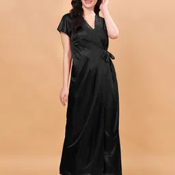 NIGHT KEYS Women Satin Maxi Nightdress with Robe-picture-47