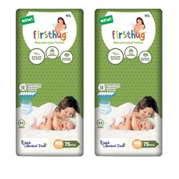 Firsthug Set Of 2 Double Layer Leakage Protection Diaper Pants Style - NB - 75 Pcs Each-29