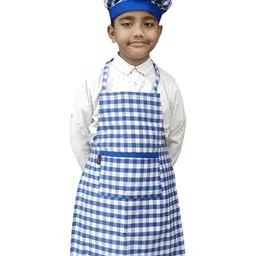 SWITCHON Kids Blue & White Cotton Checked Aprons-56