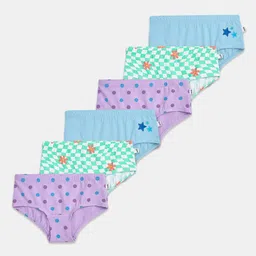 You Got Plan Pack Of 6 Girls Printed Pure Cotton Mid-RiseBasicBriefs UG-PolkaStar: 1-2-image-43