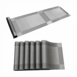 We3 7 - Pcs Grey Textured Table Placemats-58