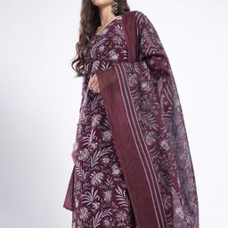 Anouk Rustic V-Neck Ethnic Motifs Printed Kurta With Trousers & Dupatta-picture-22