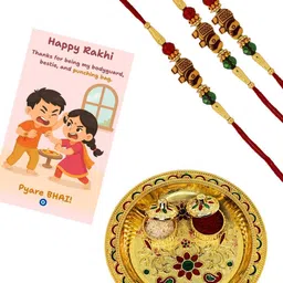 Anouk Set of 3 Elephant Rakhi With Quirky Card, Roli & Thali-43