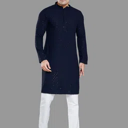 DIVISIVE Men Geometric Embroidered Thread Work Kurta-picture-15