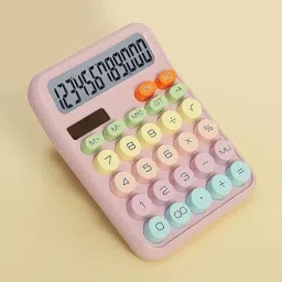 Colorful Electronic Calculator with Big Buttons |Large Display |Solar & Battery| Pastel Pink Basic Calculator-image-41