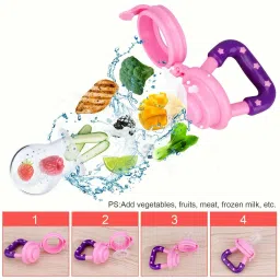 child chic Baby Silicone Teether for 0-12 Months Baby & Fruit Nibbler Feeder for Babies Teether and Feeder image 3