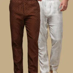 white heart Pack of 2 Ethnic Wear Viscose Blend Elasticated Waist with Side Pockets Men Pyjama-picture-12